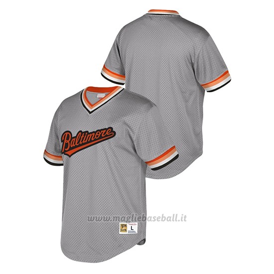 Maglia Baseball Uomo Baltimore Orioles Cooperstown Collection Mesh Wordmark V-neck Grigio